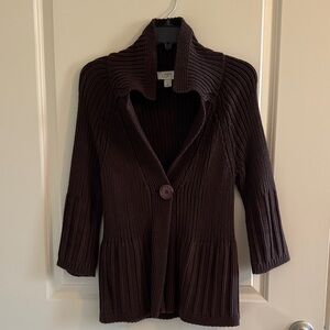 LOFT Women's Dark Brown Cardigan Sweater
